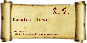Korpics Ilona névjegykártya